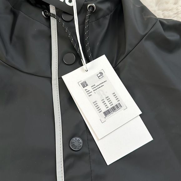 Rains Unisex Waterproof Long Reflective Jacket in Black Size L - Picture 7 of 12
